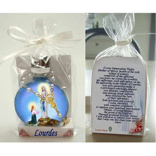 Bulk Bundled Lady of Lourdes Holy Water Bottle with Decade Rosary Gift Combo Set