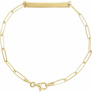 14K Yellow Engravable Bar 7" Bracelet