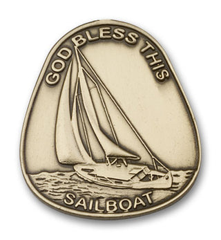 Gold Finish God Bless This Sailboat Visor Clip