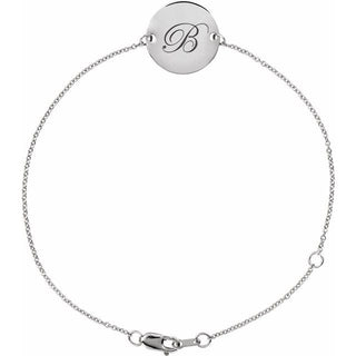 Sterling Silver Engravable Disc Adjustable 6 1/2-7 1/2" Bracelet