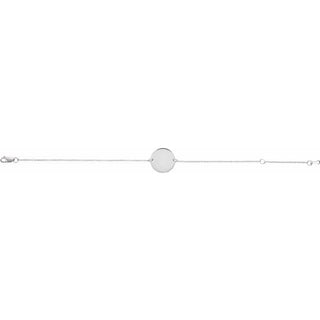 14K White Engravable Disc Adjustable 6 1/2-7 1/2" Bracelet