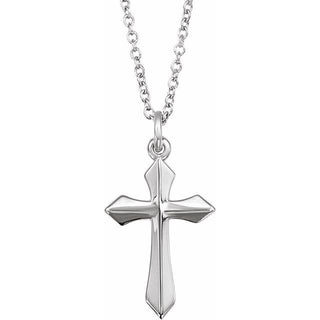 14K White Cross 18" Necklace