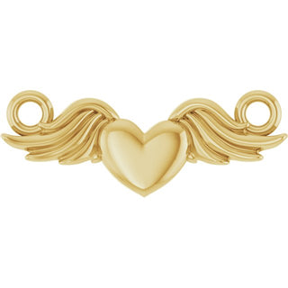 10K Yellow Heart with Angel Wings Necklace Center