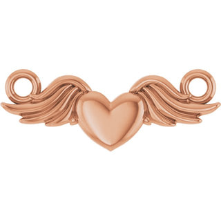 14K Rose Heart with Angel Wings Necklace Center