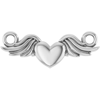 Sterling Silver Heart with Angel Wings Necklace Center