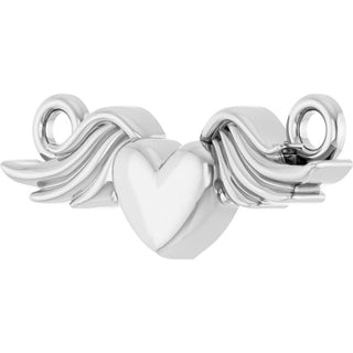 10K White Heart with Angel Wings Necklace Center