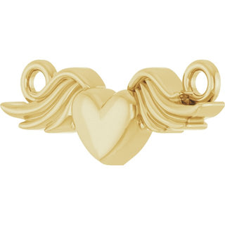 18K Yellow Heart with Angel Wings Necklace Center