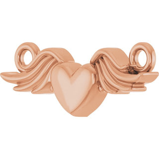 10K Rose Heart with Angel Wings Necklace Center