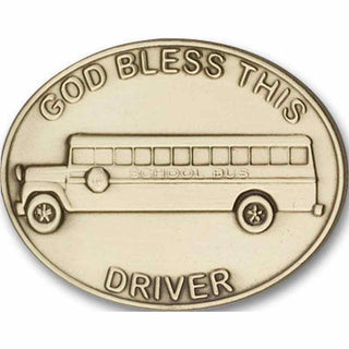 Gold Finish God Bless This Bus Driver Visor Clip
