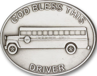 Silver Finish God Bless This Bus Driver Visor Clip