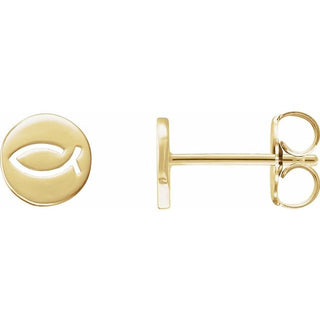 14K Yellow Petite Ichthus Fish Earring