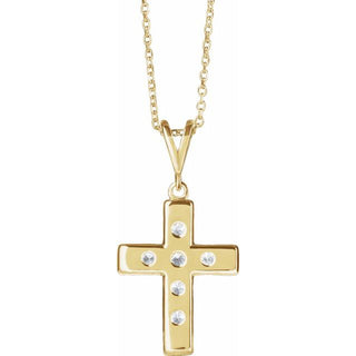 14K Yellow 1/2 CTW Natural Diamond French-Set Cross 16-18" Necklace