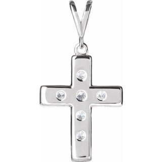Sterling Silver 3/4 CTW Natural Diamond French-Set Cross Pendant