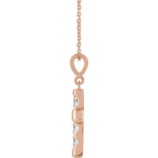 14K Rose 1/2 CTW Natural Diamond French-Set Cross 16-18" Necklace