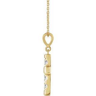 14K Yellow 1/4 CTW Natural Diamond French-Set Cross 16-18" Necklace