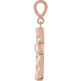 14K Rose 3/4 CTW Natural Diamond French-Set Cross Pendant