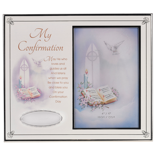 8 Inch Silver Tone Confirmation Engravable Frame