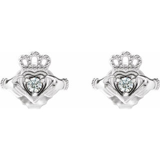 Platinum .06 CTW Natural Diamond Claddagh Earrings