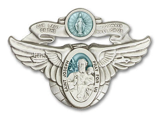 Silver Finish Our Lady of the Highway St Joseph Visor Clip