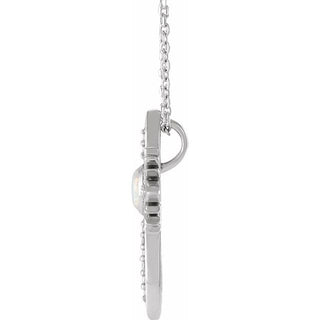Sterling Silver Natural White Opal & .06 CTW Natural Diamond Nativity Cross 16-18" Necklace