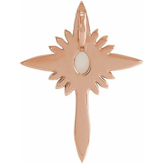 14K Rose Natural White Opal & .06 CTW Natural Diamond Nativity Cross Pendant