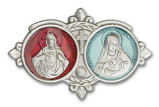 Silver Finish Jesus Heart Visor Clip
