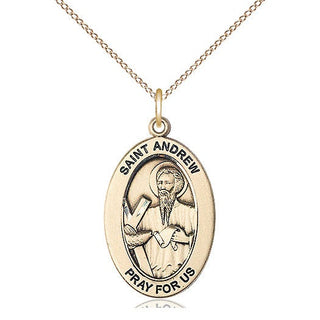 14kt Gold Saint Andrew the Apostle Medal Engraved Catholic Saint Jewelry