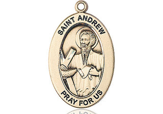 14kt Gold Saint Andrew the Apostle Medal Engraved Catholic Saint Jewelry