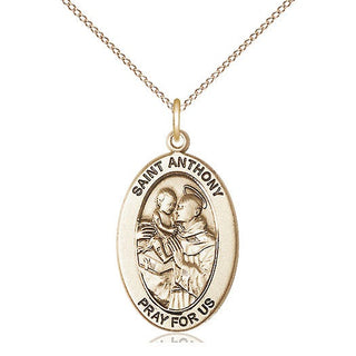 14kt Gold Saint Anthony of Padua Medal Engraved Catholic Saint Jewelry