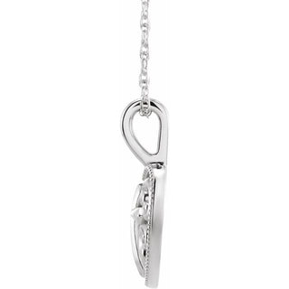 Sterling Silver 18.7x12.6 mm Cross and Heart 16" Necklace