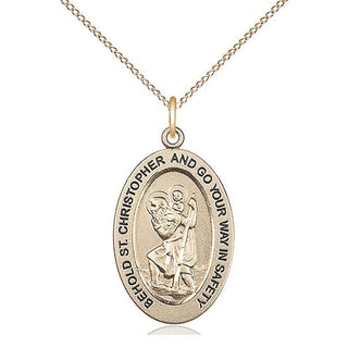 14kt Gold Saint Christopher Medal Engraved Catholic Saint Jewelry