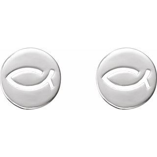 Sterling Silver Petite Ichthus Fish Earrings