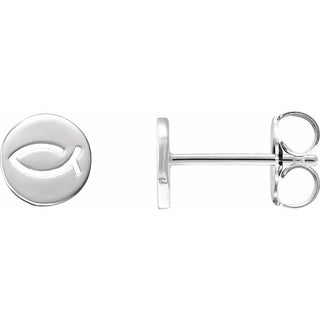 14K White Petite Ichthus Fish Earring
