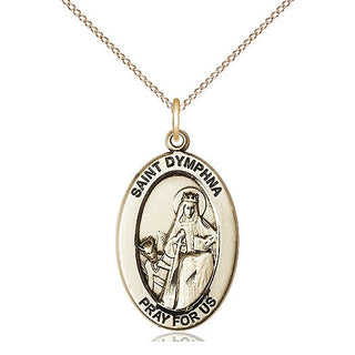 14kt Gold Saint Dymphna Medal Engraved Catholic Saint Jewelry