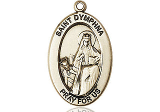 14kt Gold Saint Dymphna Medal Engraved Catholic Saint Jewelry