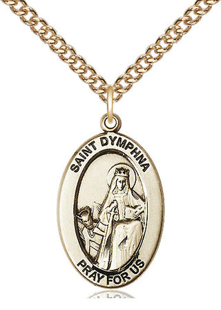 14kt Gold Saint Dymphna Medal Engraved Catholic Saint Jewelry