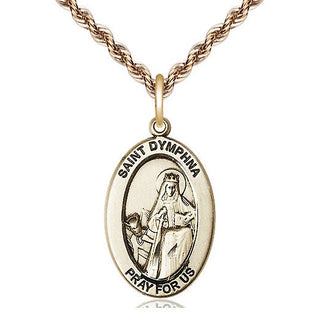 14kt Gold Saint Dymphna Medal Engraved Catholic Saint Jewelry