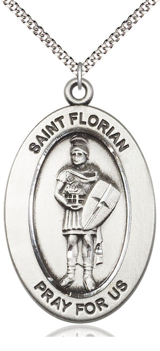 Sterling Silver St. Florian Medal & Necklace Set | Engravable