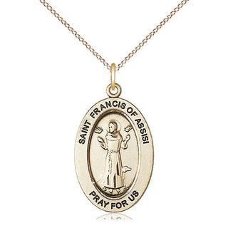 14kt Gold Saint Francis of Assisi Medal Engraved Catholic Saint Jewelry