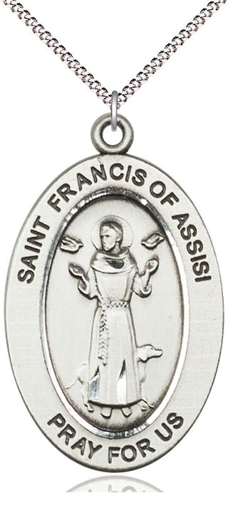 Sterling Silver Saint Francis of Assisi Medal & Necklace Set Engraved Catholic Saint Jewelry