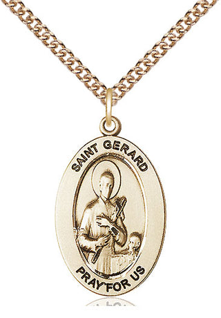 14kt Gold Saint Gerard Majella Medal Engraved Catholic Saint Jewelry
