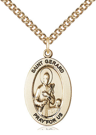 14kt Gold Saint Gerard Majella Medal Engraved Catholic Saint Jewelry