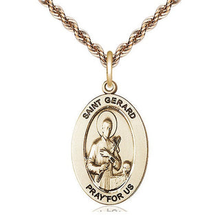 14kt Gold Saint Gerard Majella Medal Engraved Catholic Saint Jewelry