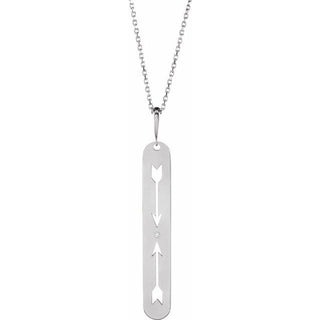 Sterling Silver .0025 CT Natural Diamond Arrow Bar 16-18" Necklace