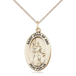 14kt Gold Saint Joan of Arc Medal Engraved Catholic Saint Jewelry