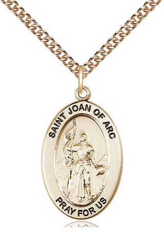 14kt Gold Saint Joan of Arc Medal Engraved Catholic Saint Jewelry