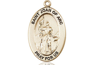 14kt Gold Saint Joan of Arc Medal Engraved Catholic Saint Jewelry