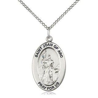 Sterling Silver Saint Joan of Arc Medal & Necklace Set Engraved Catholic Saint Jewelry