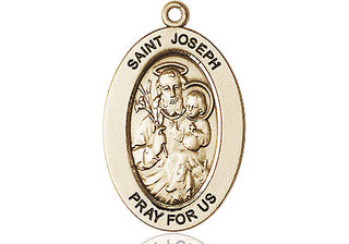 14kt Gold Saint Joseph Medal Engraved Catholic Saint Jewelry