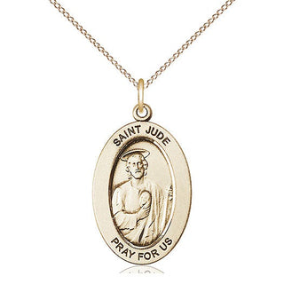 14kt Gold Saint Jude Thaddeus Medal Engraved Catholic Saint Jewelry